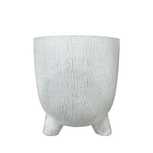 БЯЛА КРЪГЛА САКСИЯ С КРАКА,ГОЛЯМА - Φ18x19см 6/20CBM