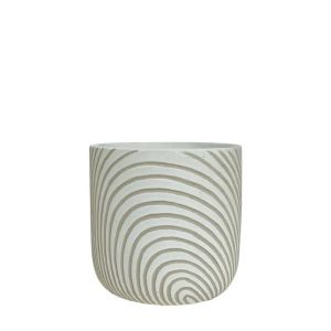БЯЛА КРЪГЛА САКСИЯ С РЕЛЕФНИ ИЗВИВКИ МАЛКА - Φ13x12.5см 18/15KIB