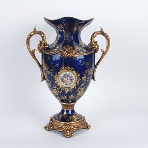 ВАЗА ОТ ПОРЦЕЛАН С ПОЛИРЕЗИН, СИНЯ, 34.5x20x48см