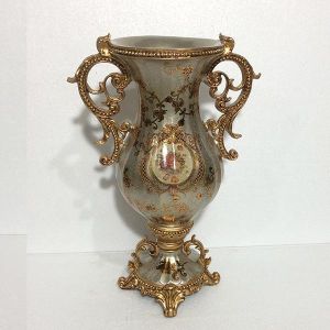 ВАЗА ОТ ПОРЦЕЛАН СИВ - ЗЛАТИСТ 31.5x21x48см