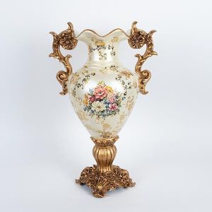 ВАЗА ОТ ПОРЦЕЛАН СЪС ЗЛАТНА ПОЛИРЕЗИНОВА СМЕС 34x22x50см