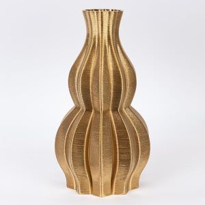 ВАЗА ПОРЦЕЛАН 3D ЗЛАТНА 19x19x35см