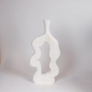 ВАЗА, ДЪРВЕНА, БЯЛА, 21x6x45см