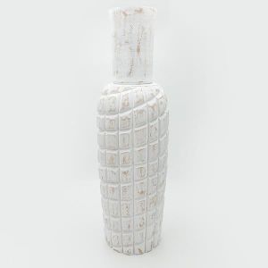 ВАЗА, ДЪРВЕНА, БЯЛО-КАФЯВА, 19x66 см