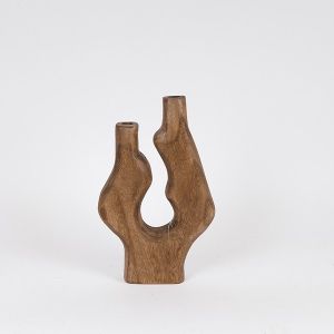 ВАЗА, ДЪРВЕНА, КАФЯВА, 20x6x35см