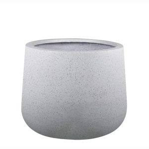 ГОЛЯМА КРЪГЛА САКСИЯ ФИБЕРГЛИНА ОТ БЯЛ ГРАНИТ - Φ43x36см