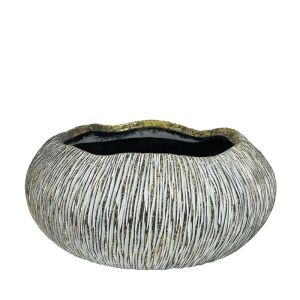ГОЛЯМА ОВАЛНА САКСИЯ БЯЛА/ЗЛАТНА/ЧЕРНА НА РАИРА - Φ20x10см 1/12КУТИЯ