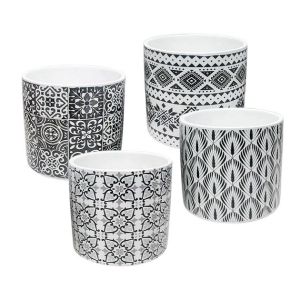 ГОЛЯМА САКСИЯ (4 ИЗБОРА) ДИГИТАЛЕН ПЕЧАТ ЧЕРНО/СИВО - Φ12.5x12см 4/32 КУТИЙКИ