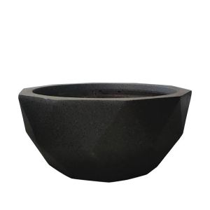 ГОЛЯМА САКСИЯ ОТ ФИБЕРГЛИНА, АНТРАЦИТ, ГРАНИТ, ПОЛИГОНАЛНА КУПА - Φ54x26см