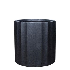 ГОЛЯМА ЧЕРНА ЦИЛИНДРИЧНА САКСИЯ ФИБЕРГЛИНА С КОЛОНА - Φ55x55см