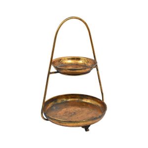 ДВУЕТАЖЕН МЕТАЛЕН ПОДНОС 1062 ЦВЯТ АНТИЧЕН БРОНЗ 31X29.5X45СМ