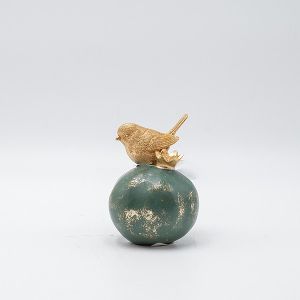 ДЕКОРАТИВЕН НАР С ПТИЦА ЛЯСТОВКА, ПОЛИСМОЛА, БОРДО, 7.5x7.5x10.5см
