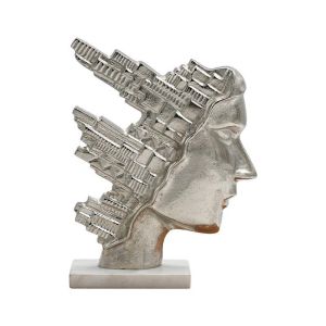 ДЕКОРАТИВНА ФИГУРА CITY FACE FL24530 СРЕБЪРЕН ЦВЯТ 20X27СМ