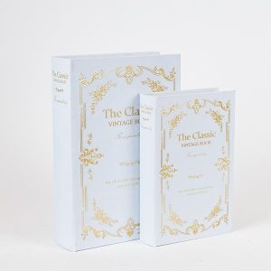 ДЕКОРАТИВНА КУТИЯ S/2, КЛАСИЧЕСКАТА ВИНТИДЖ КНИГА, ДЪРВЕНА, БЯЛА, 30x21x7см