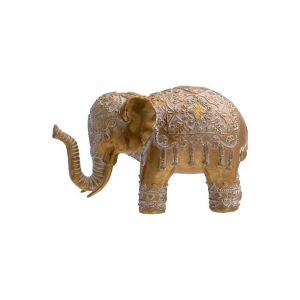 ДЕКОРАТИВНА НАСТОЛНА ПОЛИРЕЗИН ELEPHANT ЗЛАТИСТО-БЯЛ ЦВЯТ 16X7X14СМ