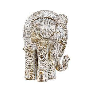 ДЕКОРАТИВНА ФИГУРА ELEPHANT FL404 ЗЛАТИСТО-БЯЛ АНТИЧЕН ЦВЯТ 15X9X19СМ