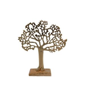ДЕКОРАТИВНА ФИГУРА TREE ЗЛАТИСТА С ДЪРВЕНА ОСНОВА 23X8X27СМ