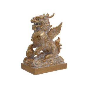 ДЕКОРАТИВНА ФИГУРА ОТ ПОЛИРЕЗИН DRAGON ЗЛАТИСТ ЦВЯТ 20X13X30СМ
