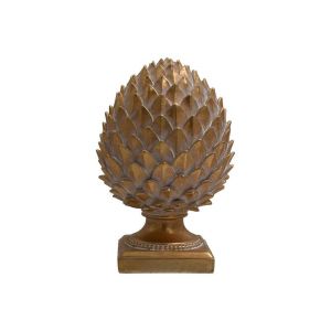 ДЕКОРАТИВНА ФИГУРА ОТ ПОЛИРЕЗИН PINEAPPLE ЗЛАТИСТО-БЯЛ ЦВЯТ 11X17СМ