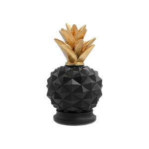 ДЕКОРАТИВНА ФИГУРА ОТ ПОЛИРЕЗИН PINEAPPLE ЧЕРНО-ЗЛАТИСТ ЦВЯТ 10X19СМ