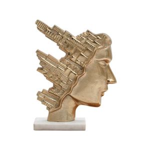 ДЕКОРАТИВНА ФИГУРА CITY FACE FL24530 ЗЛАТИСТ ЦВЯТ 20X27СМ