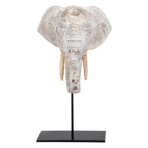 ДЕКОРАТИВНА ФИГУРА ELEPHANT ЗЛАТИСТО-БЯЛ АНТИЧЕН ЦВЯТ 18X13X30СМ