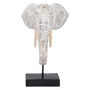 ДЕКОРАТИВНА ФИГУРА ELEPHANT ЗЛАТИСТО-БЯЛ АНТИЧЕН ЦВЯТ 25X18X40СМ