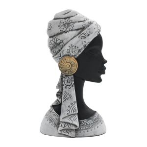 ДЕКОРАТИВНА ФИГУРА FL98738 АФРИКАНСКА ДАМА ЧЕРНО-БЯЛ ЦВЯТ 12X7X23СМ
