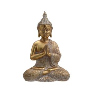 ДЕКОРАТИВНА ФИГУРА ОТ ПОЛИРЕЗИН BUDDHA ЗЛАТИСТ ЦВЯТ 22X15X31СМ