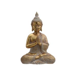 ДЕКОРАТИВНА ФИГУРА ОТ ПОЛИРЕЗИН BUDDHAЗЛАТИСТ ЦВЯТ 17X13X27СМ