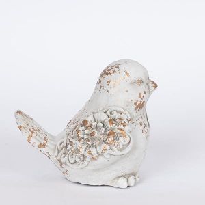 ДЕКОРАТИВНА ФИГУРА ПТИЦА, ЦИМЕНТ, БЯЛА, 20.5x17x18см