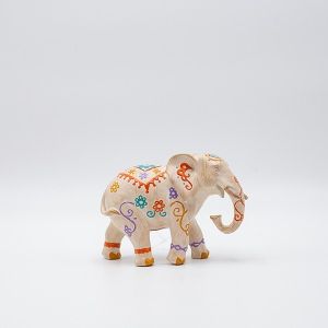 ДЕКОРАТИВНА ФИГУРА, СЛОН, ПОЛИСМОЛА, КРЕМАВА, 15x6x10.5 см