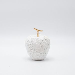 ДЕКОРАТИВНА ФИГУРА, ЯБЪЛКА, КРЕМАВО-ЗЛАТИСТО, 8.5x8x10.5см