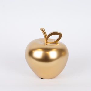 ДЕКОРАТИВНА ЯБЪЛКА, ПОЛИСМОЛА, ЗЛАТНА, 13x13x14.9см