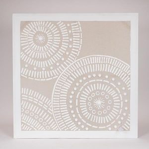 КАРТИНА ПЛАТНО С КРЪГЛИ, БЕЖОВО - БЯЛО 82x4.5x82см