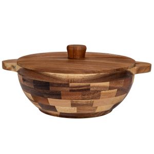 КАФЯВА ДЪРВЕНА КРЪГЛА КУПА С КАПАК D30X38 СМ
