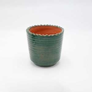 КЕРАМИЧНА САКСИЯ ЗЕЛЕНО-БЕЖОВА 11x11x10.5см