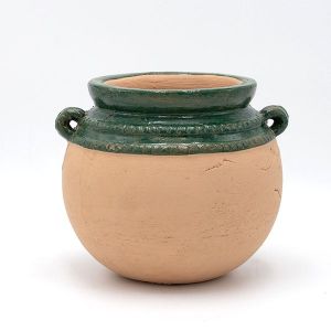 КЕРАМИЧНА САКСИЯ ЗЕЛЕНО-БЕЖОВА 25.5x23.5x21.5см