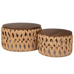 КОМПЛЕКТ 2 ПЛЕТЕНИ ВЪЖЕНИ ТАБУРЕТКИ 70X39 55X30 СМ