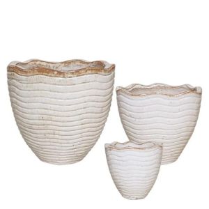 Комплект бели саксии/плочки/3 вълни Д: 50x47, М: 40x37, Ш: 30x30 см 6/палитра