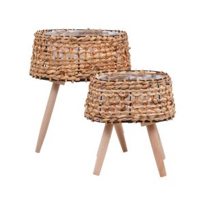 КОМПЛЕКТ ОТ 2 САКСИИ ЗА ЦВЕТЯ, НАТУРАЛЕН ЦВЯТ, 23X15X28СМ + 30X21X37СМ
