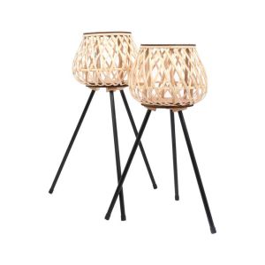 КОМПЛЕКТ ОТ 2 САКСИИ ЗА ЦВЕТЯ, НАТУРАЛЕН ЦВЯТ, 29X29X65СМ + 29X29X73СМ