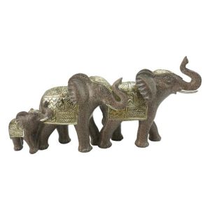 КОМПЛЕКТ ОТ 3 ДЕКОРАТИВНИ ELEPHANTА 9654 ЗЛАТИСТ ЦВЯТ 30*9*15