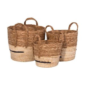 КОМПЛЕКТ ОТ 3 САКСИИ ЗА ВЕНЦИ FL5353 КАФЯВО-БЯЛ ЦВЯТ 31X31X29СМ 28X28X25СМ 25X25X20СМ