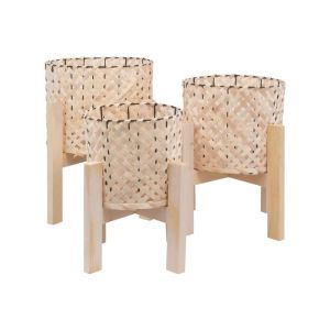 КОМПЛЕКТ ОТ 3 САКСИИ ЗА ЦВЕТЯ ЗА ВЕНЦИ, КАФЯВА, 20X20X31СМ + 25X25X35СМ + 29X29X39СМ