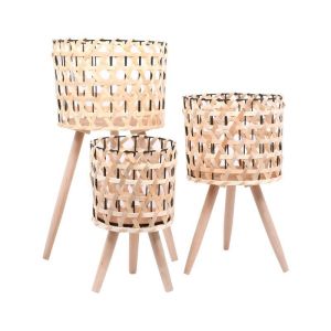 КОМПЛЕКТ ОТ 3 САКСИИ ЗА ЦВЕТЯ, НАТУРАЛЕН ЦВЯТ, 20X20X34СМ + 25X25X43СМ + 29X29X57СМ