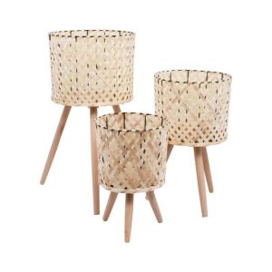 КОМПЛЕКТ ОТ 3 САКСИИ ЗА ЦВЕТЯ, НАТУРАЛЕН ЦВЯТ, 20X20X34СМ + 25X25X43СМ + 29X29X57СМ