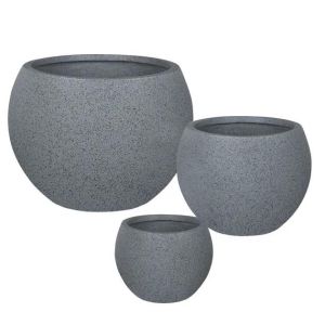 КОМПЛЕКТ САКСИИ ОТ ФИБЕРГЛИНА/3 СИВИ РАЗМЕР: Φ30x23 М: Φ43x31 Д: Φ55x37см