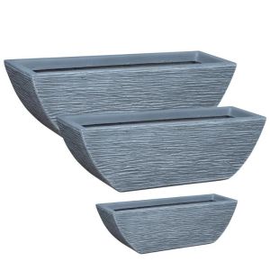 КОМПЛЕКТ САКСИИ ОТ ФИБЕРГЛИНА/3 СИВИ САКСИИ ANOIXTO РАЗМЕР: 60x18x18, М: 70x24x23, Д: 80x30x27см 16/PAL