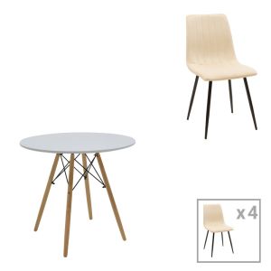 КОМПЛЕКТ ТРАПЕЗАРНА МАСА JULITA-NOOR ОТ 3 ЧАСТИ MDF ЧЕРНО-НАТУРАЛЕН ЦВЯТ КРАКА 80X73СМ